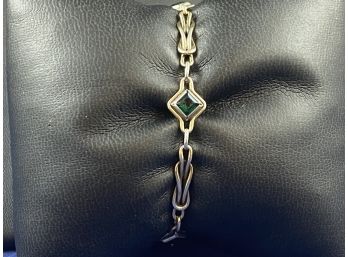 12K Gold Filled Vintage Bracelet With Green Stones