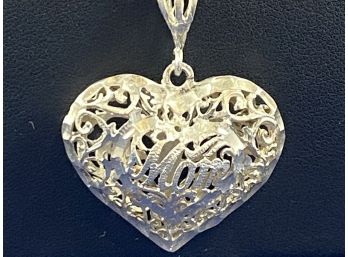 Sterling Silver MOM Heart Necklace