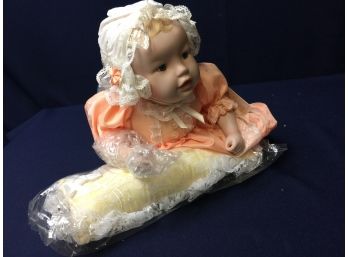 Collector Porcelain Doll. Heather Crawling Baby Doll. Like New