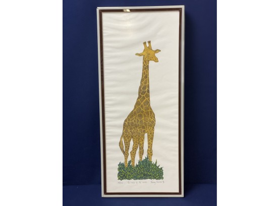 This Neck Of The Woods, Nancy Nemec Signed Giraffe Lithograph, 1973