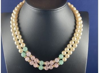 Jennifer Moore Double Strand Pearls With Semiprecious Stones, New With Tags, 15'