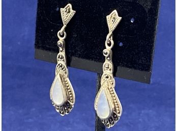 Sterling SIlver Marcasite, Mother Of Pearl, Earrings