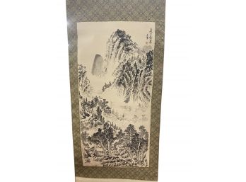 Asian Scroll Painting, Signed On Back