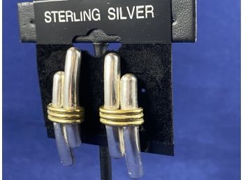 Sterling SIlver Avon Earrings With Brass Accents