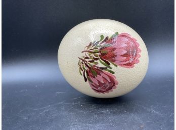 Hand-painted Ostrich Egg - Beautiful Pink Flowers
