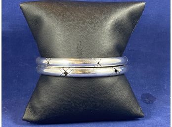 Pair Of Sterling SIlver Bangles Made In Mexico, Signed TS-69