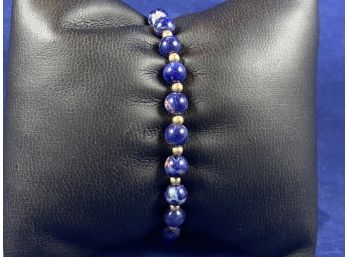 14K Gold & Blue Lapis Lazuli Stone Bracelet