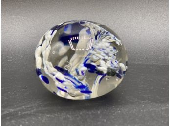 Blue And White Handmade Paperweight Art Glass
