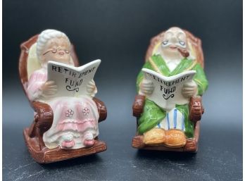 Vintage Pair Of Lefton Japanese Porcelain Grandma And Grandpa Piggy Bank