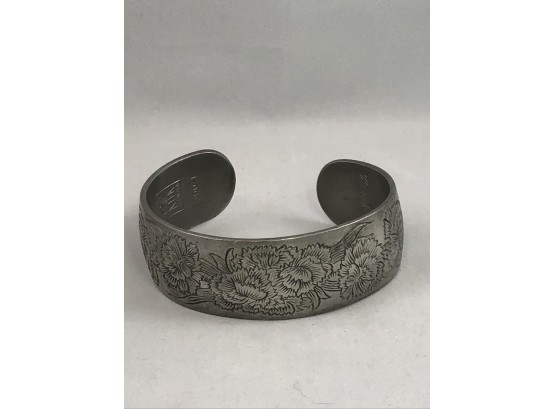Kirk Stiefe Pewter 900-1 'CARNATION' Flower Cuff Bracelet Jewelry