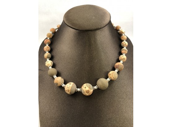 Natural Jasper And Sterling Silver Necklace