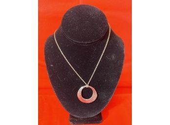 Sterling Silver Hammered Pendant On Sterling Silver Chain