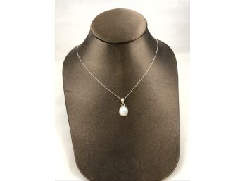 18' Sterling Silver Chain With Stone Pendant