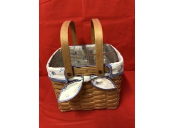 Longaberger Handwoven Basket, Seashells, Double Insert, 1999