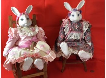 Gobel Carol Anne Dolls Bunnies Musical Porcelain, Signed, Numbered Gobel