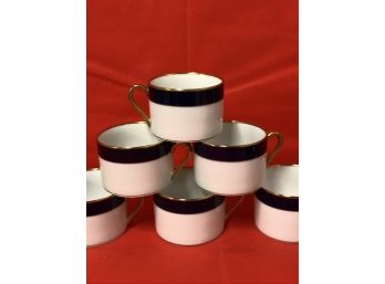 Cobalt Renaissance Fitz And Floyd Inglaze Teacups Set Of 11