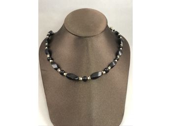 Sterling Silver And Blank Onyx Necklace
