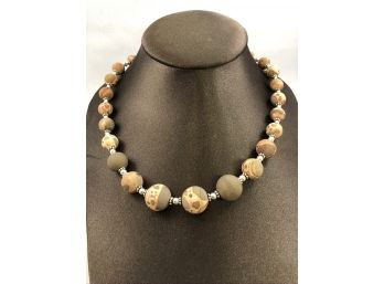 Natural Jasper And Sterling Silver Necklace