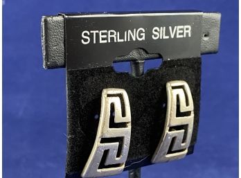 Sterling Silver Aztec Design Earrings