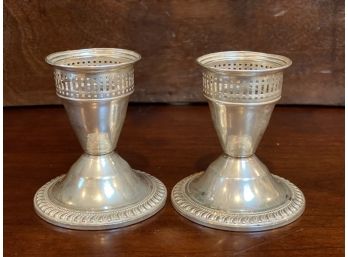 Duchin Vintage Sterling Silver Weighted Candle Stick Holder, Pair