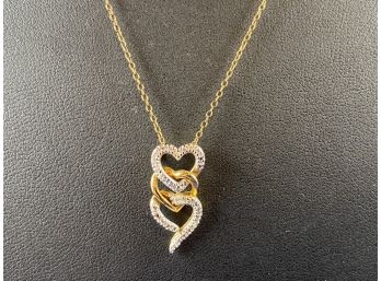 14k Over Sterling Silver Necklace And Heart Pendant