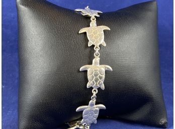 Sterling Silver Turtle Bracelet, 8' Two Sided