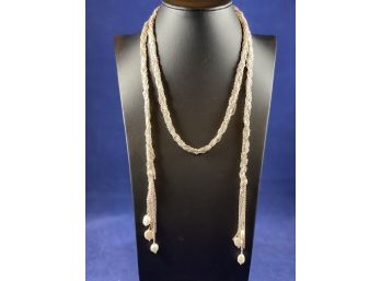 Sterling Silver & Pearl Braided Chain Lariat, 40'