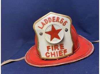Ladder 55 Vintage Tin Metal Fire Chief Firefighter Hat