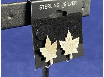 Bond Boyd Sterling Earrings, Screw On Leaf Earrings