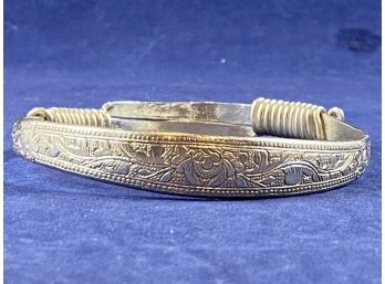 Sterling Silver Primitive Tribal Adjustable Bracelet, Beautiful Engravings