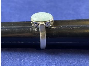 Sterling Silver And Larimar Hidden Cross  Ring, Size 7
