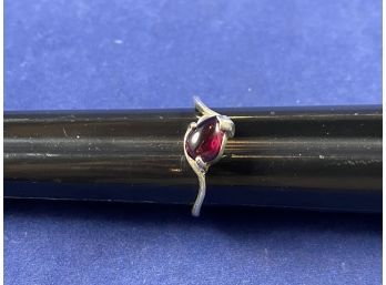 Sterling Silver And Garnet? Ring, Size 7