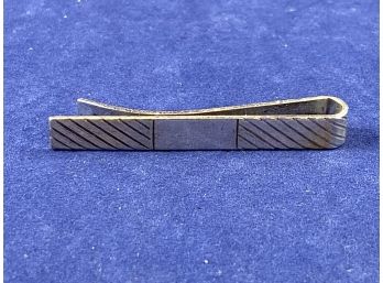 Sterling Silver Vintage Ballou Ribbed Tie Clip