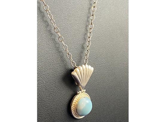 Sterling SIlver Larimar Pendant On 18' Chain