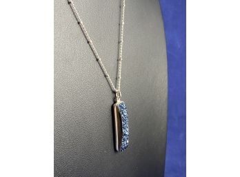 Sterling Silver Ball Chain With Geode Pendant, 18'
