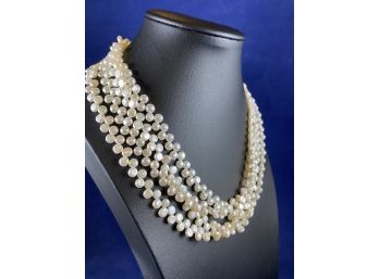 14K Gold Clasp,  4 Strand Alternating Fresh Water Pearl Necklace, 16'