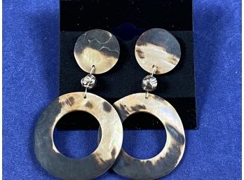 Sterling Shell Dangle  Pierced Earrings