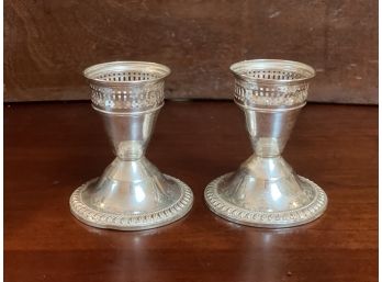 Duchin Vintage Sterling Silver Weighted Candle Stick Holder, Pair