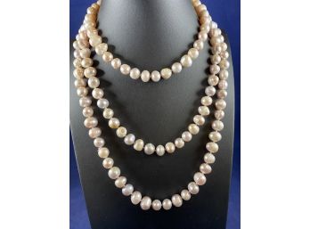 Natural Pink Pearls With Sterling Silver Clasp, 52'