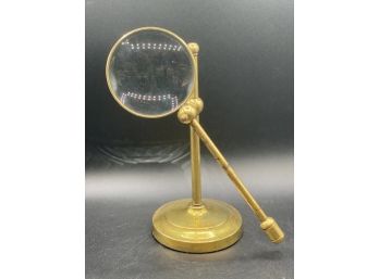 Vintage Brass Table Marine Magnifier Reading Glass With Stand