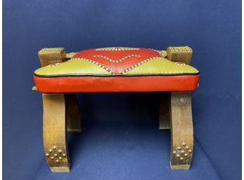 Camel Saddle Stool Leather With Brass Studs