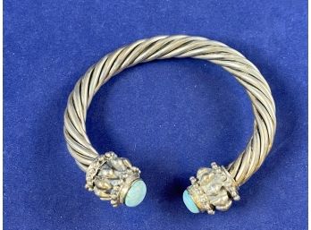 Sterling SIlver Cuff Bracelet With Turquoise, Mexico