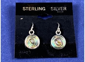 Sterling SIlver Abalone Dangle Pierced Earrings