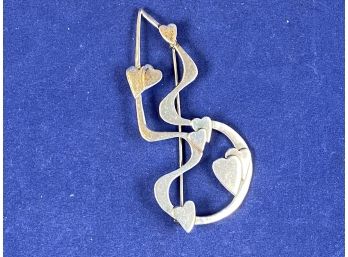 Sterling Silver Pin Brooch Symphony Of Hearts