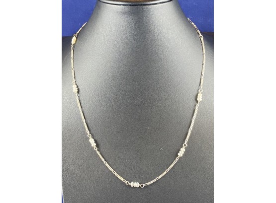 Sterling Silver And Freshwater Pealr Necklace, 16-19'