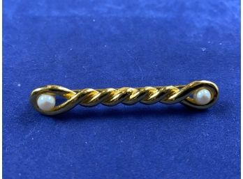 Kennith Lane Gold Tone And Faux Pearl Pin
