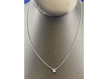 Sterling Silver K Necklace With Cubic Zarconias