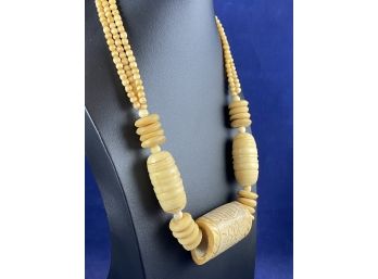 Very Unique Tribal Looking  Hand Carved Bone Necklace
