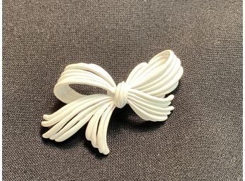 Vintage Monet White Bow Pin Brooch