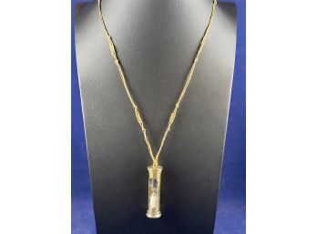 Vintage Style Sand Timer Hour Glass Pendant - Nautical Shiny Brass Sand Timer Necklace
